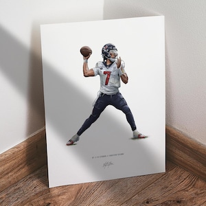 CJ Stroud Poster, Houston Texans Football Wall Art, 8x10 Sports Print for Man Cave Office or Fan Gift