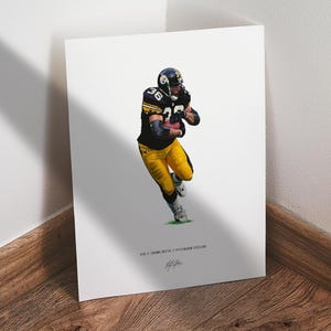 Jerome Bettis Poster, Pittsburgh Steelers Football Wall Art, 8x10 Sports Print for Man Cave Office or Fan Gift