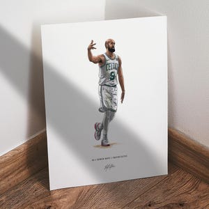 Derrick White Poster, Boston Celtics Basketball Wall Art, 8x10 Sports Print for Man Cave Office or Fan Gift
