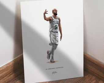 Derrick White Poster, Boston Celtics Basketball Wall Art,  Sports Print for Man Cave Office or Fan Gift