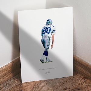 Steve Largent Poster, Seattle Seahawks Football Wall Art, 8x10 Sports Print for Man Cave Office or Fan Gift