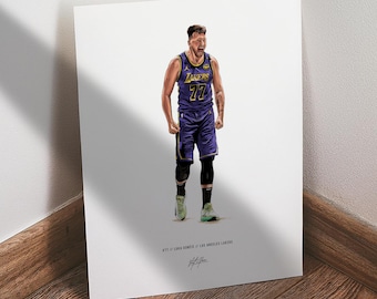 Luka Doncic Poster, Los Angeles Lakers Basketball Wall Art,  Sports Print for Man Cave Office or Fan Gift