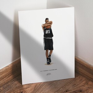 Tim Duncan Poster, San Antonio Spurs Basketball Wall Art, 8x10 Sports Print for Man Cave Office or Fan Gift