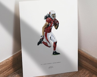 Larry Fitzgerald Poster, Arizona Cardinals Football Wall Art, 8x10 Sports Print for Man Cave Office or Fan Gift