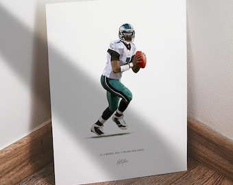 Michael Vick Poster, Philadelphia Eagles Football Wall Art, 8x10 Sports Print for Man Cave, Office, or Fan Gift