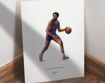 Walt Frazier Poster, New York Knicks Basketball Wall Art, 8x10 Sports Print for Man Cave Office or Fan Gift