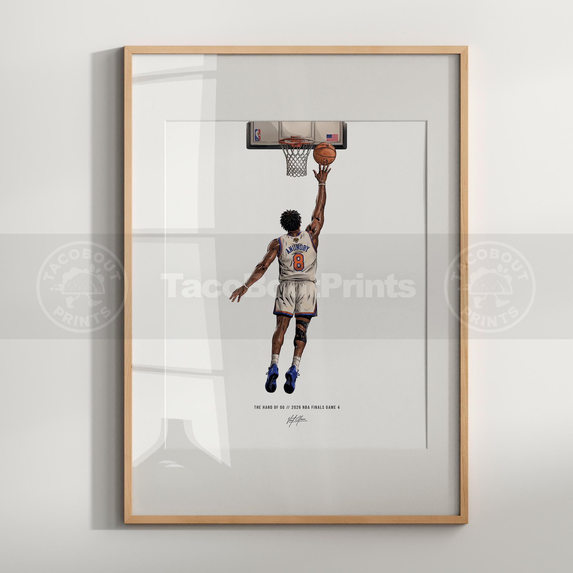 OG Anunoby Tip in Poster, New York Knicks Basketball Wall Art, the