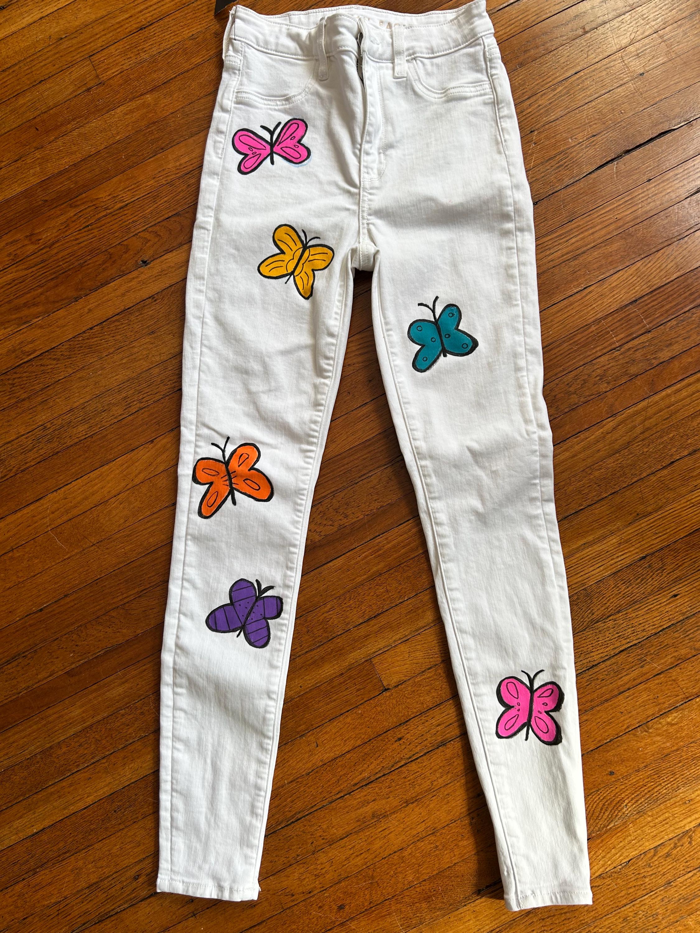 Butterfly White Skinny Jeans - Main Image
