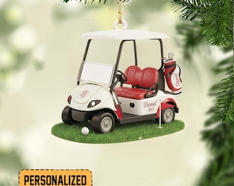 Personalized Golf Cart Ornament, Golfing Christmas Ornament, Golfer Christmas Tree Ornament Decor, Golf Lovers Ornament Gift TD-1116-8GUG