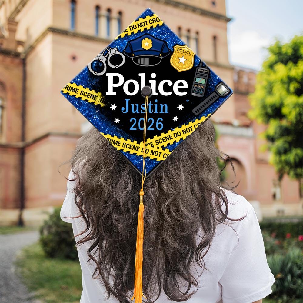 Police Graduation Cap Police Crime Scene Graduation Cap Topper, Criminology Grad Decal, Law ...