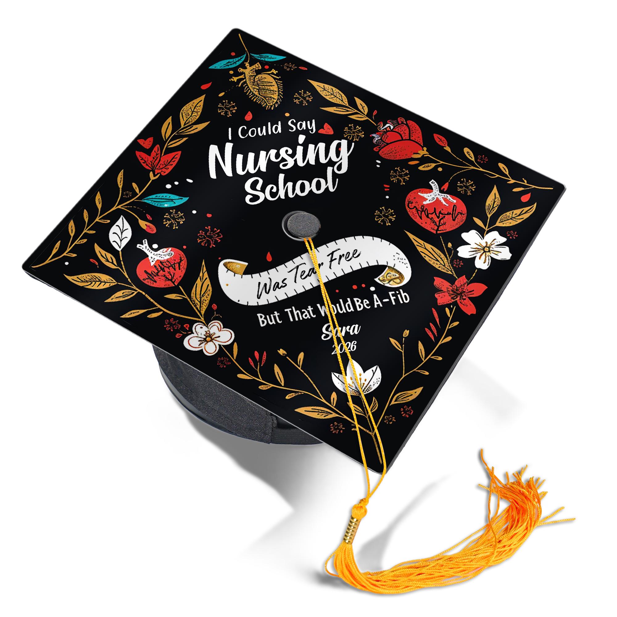 Nursing Afib Humor Graduation Cap Topper, Funny EKG Nursing Grad Decal ...