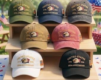 Gorra bordada del 250 aniversario de EE. UU. (1776-2026) Águila patriótica Bandera estadounidense Gorra vintage Orgullo Veterano Regalo para abuelo Papá Para hombres