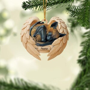 Personalized Bat Angel Wings Ornament, Bat Christmas Ornament Decor, Bat Sleeping Ornament Hanging, Bat Lovers Ornament Gift TD-0822-WNM5
