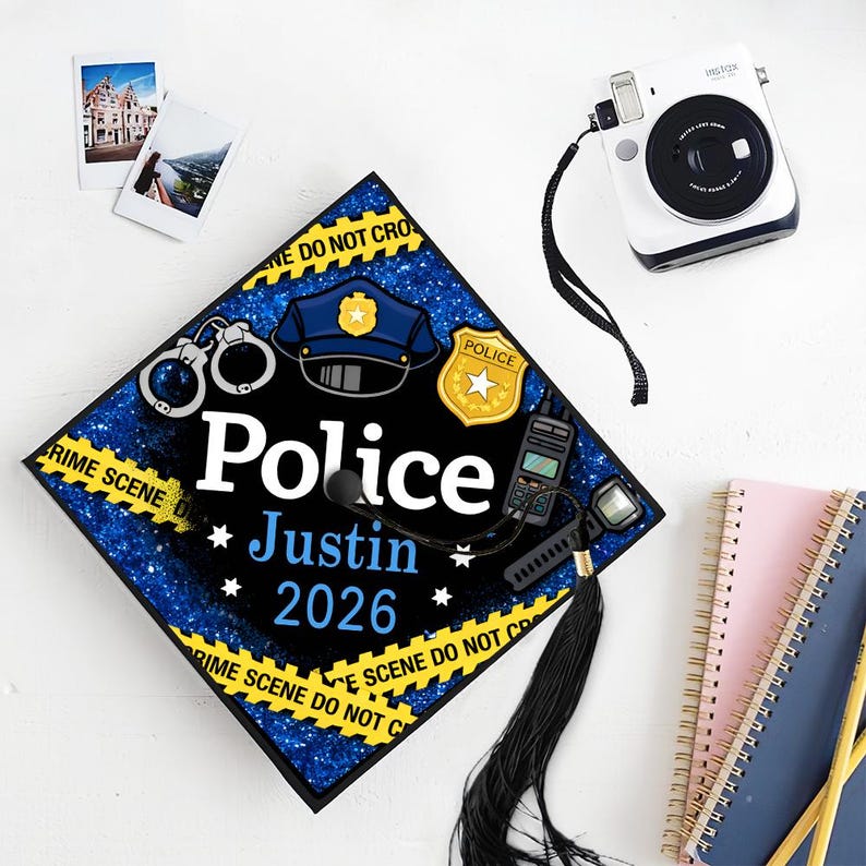Police Graduation Cap Police Crime Scene Graduation Cap Topper, Criminology Grad Decal, Law ...