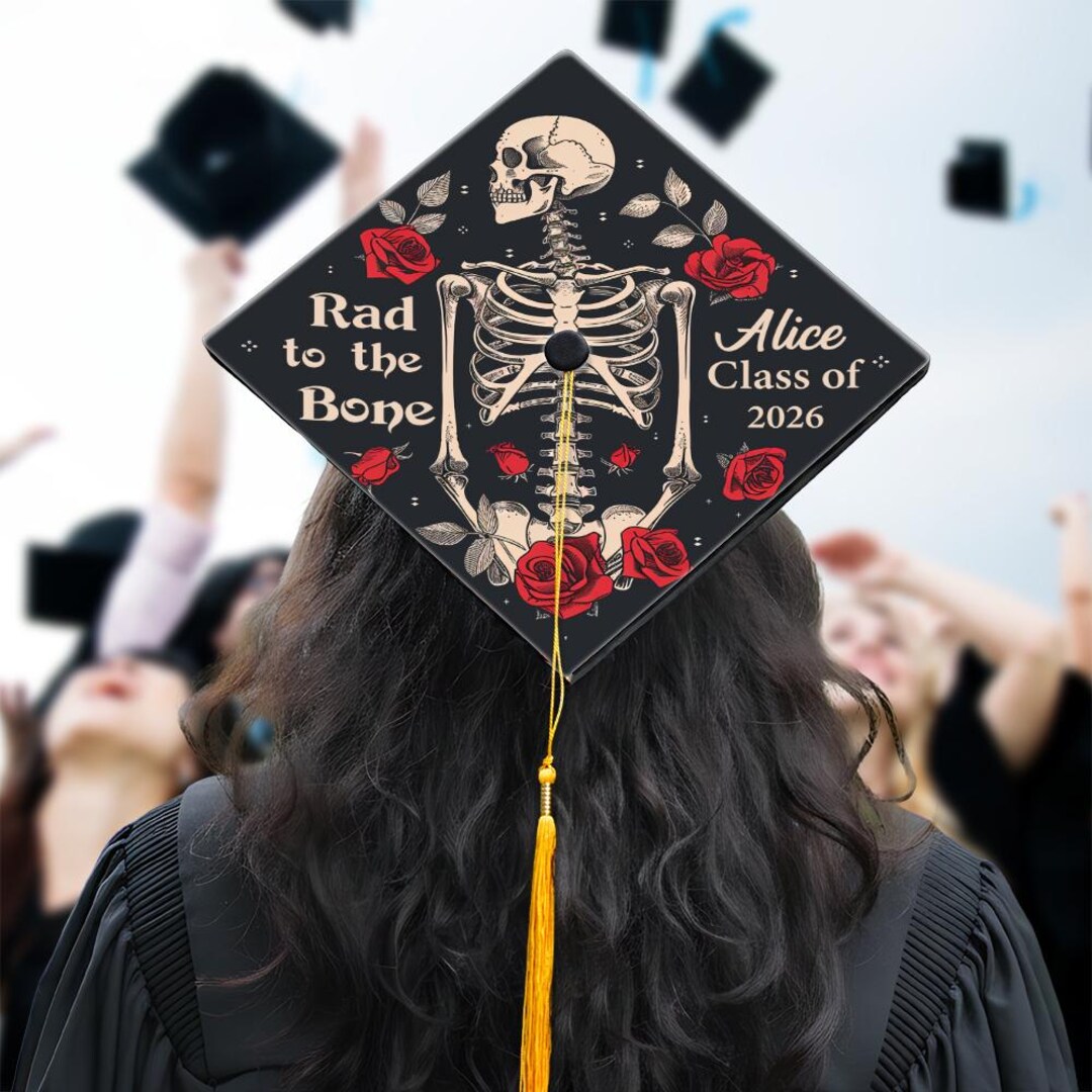 Graduation Gnp Rad to the Bone Graduation Cap Topper, Radiology Tech Grad Decal, Funny ...