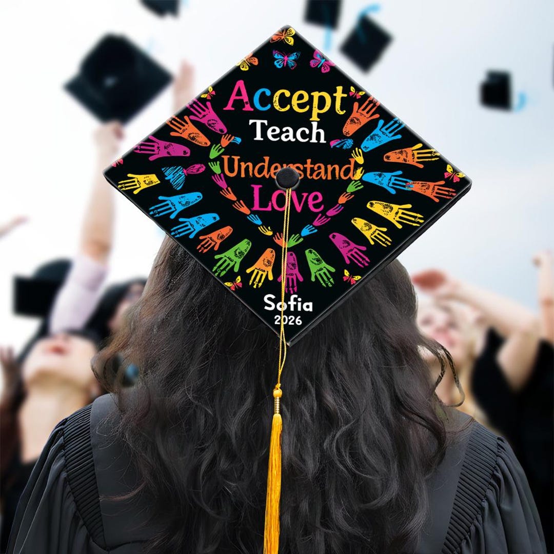 Graduation Cap Design Autism Celebrate Minds of All Kinds Cap Topper, Autism Awareness Graduation ...