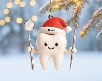 Personalized Tooth Ornament, Dental Christmas Ornament, Dental Hygienist Ornament Gift, Dentist Gift, Dental Clinic Ornament Thdso-2620