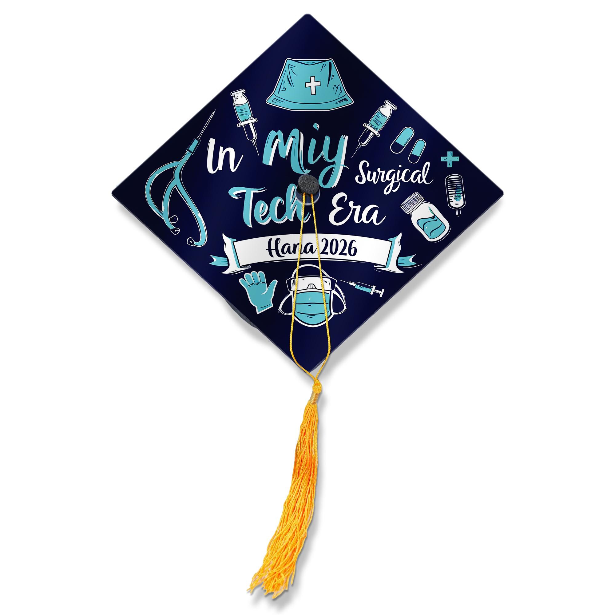 Medical Coding Cap Design In My Surgical Tech Era Graduation Cap Topper, Scrub Tech Grad Decal ...