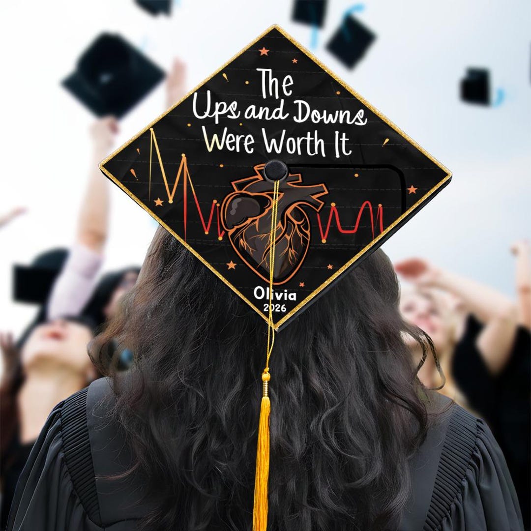 Cardiology Graduation Cardiology Nurse Graduation Cap Topper, Cardiac Nursing Grad Decal ...