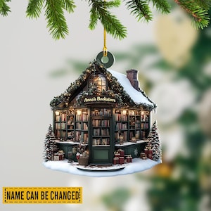 Personalized Bookstore Ornament, Library Christmas Ornament, Books Lovers Ornament, Librarian Gift, Reading Room Ornament Decor TD-0908-NMAL