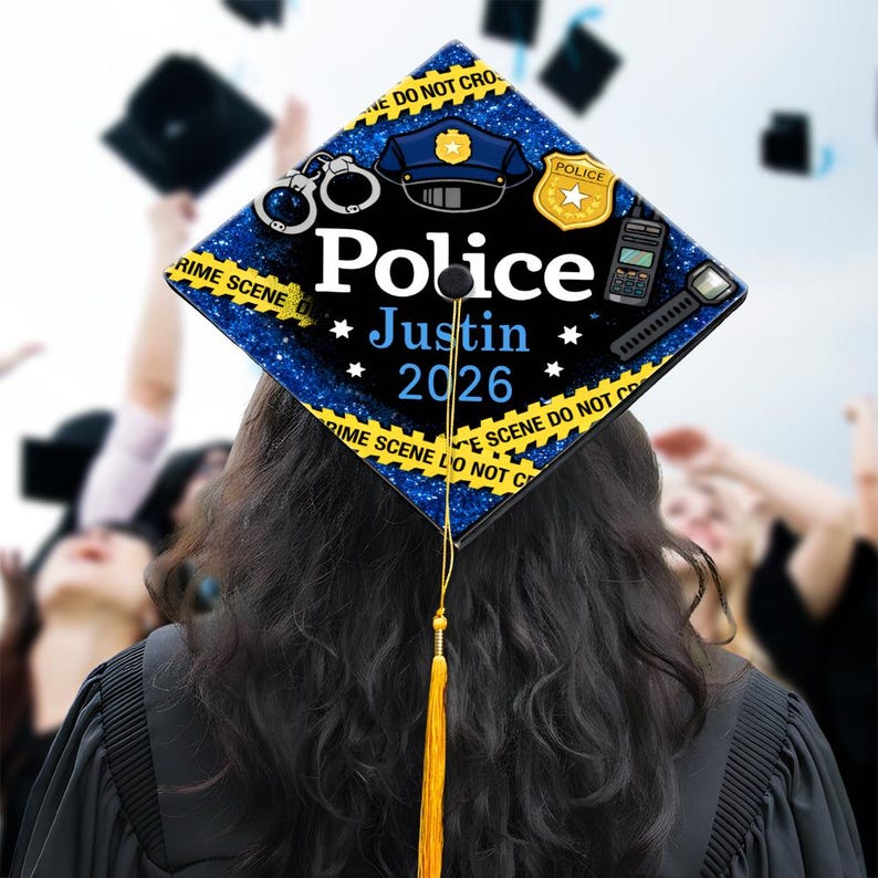 Police Graduation Cap Police Crime Scene Graduation Cap Topper, Criminology Grad Decal, Law ...