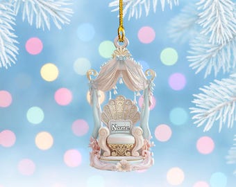 Personalized Princess Throne Ornament, Fairytale Chair Christmas Decor, Magical Holiday Gift for Girls & Princess Lovers Keepsake Thdso-3051
