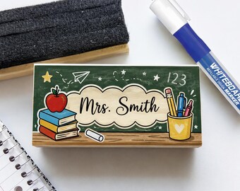 Personalized Teacher Whiteboard Eraser With Marker, Custom Chalkboard Erasers, Preschool Educator Appreciation Gift, Back To School Thce-20