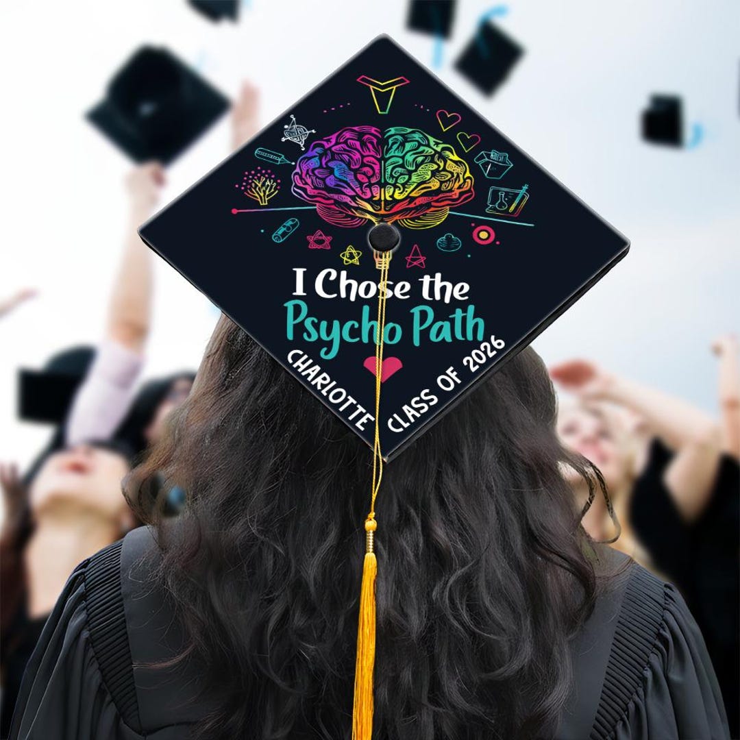 Psychology Path Brain Neon Graduation Cap Topper, Retro Psych Major ...