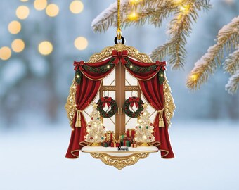 Personalized Christmas Garland Window Ornament, Festive Holiday Window Decor with Trees & Wreaths, Unique Seasonal Keepsake Gift Thdso-3061