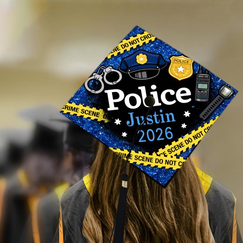 Police Graduation Cap Police Crime Scene Graduation Cap Topper, Criminology Grad Decal, Law ...