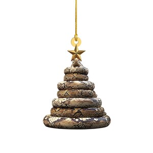 Pu&ograve; includere: Un originale ornamento natalizio a forma di serpente, con una stella dorata in cima. Il serpente &egrave; fatto di spire impilate, con un motivo marrone e beige. L'ornamento &egrave; appeso a un filo d'oro.
