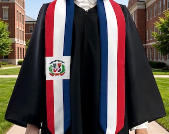 Dominican Republic Flag Graduation Stole, Dominican Republic Heritage Graduation Sash - Grads Gift For Students Studying Abroad ID-0324-JK9R