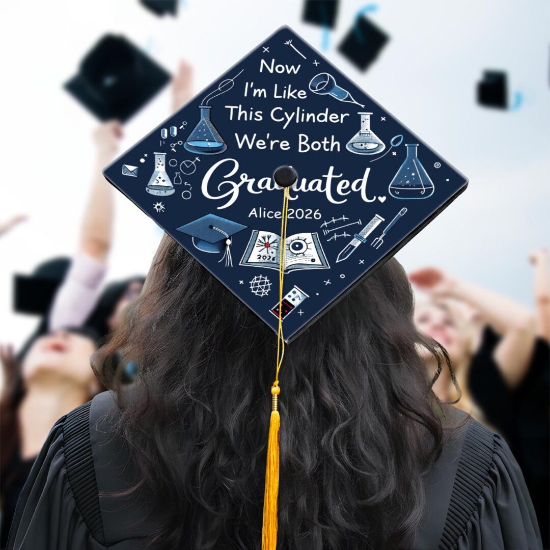 Science Grad Cylinder Graduation Cap Topper, Chemistry Lab Grad Decal ...