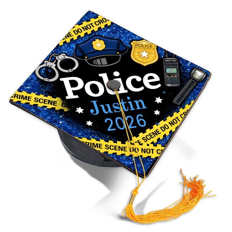 Police Graduation Cap Police Crime Scene Graduation Cap Topper, Criminology Grad Decal, Law ...