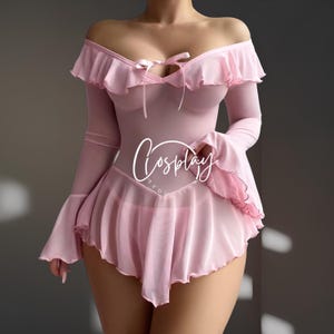 Transparent rosa underkläder – erotisk outfit – Romantisk nattlinne