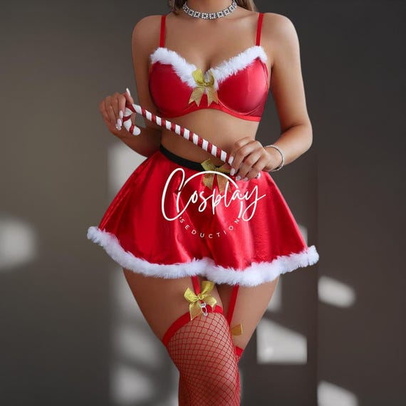 sexy red christmas lingerie Red Santa Lingerie – Xmas Lingerie Set, Roleplay Costume for Women