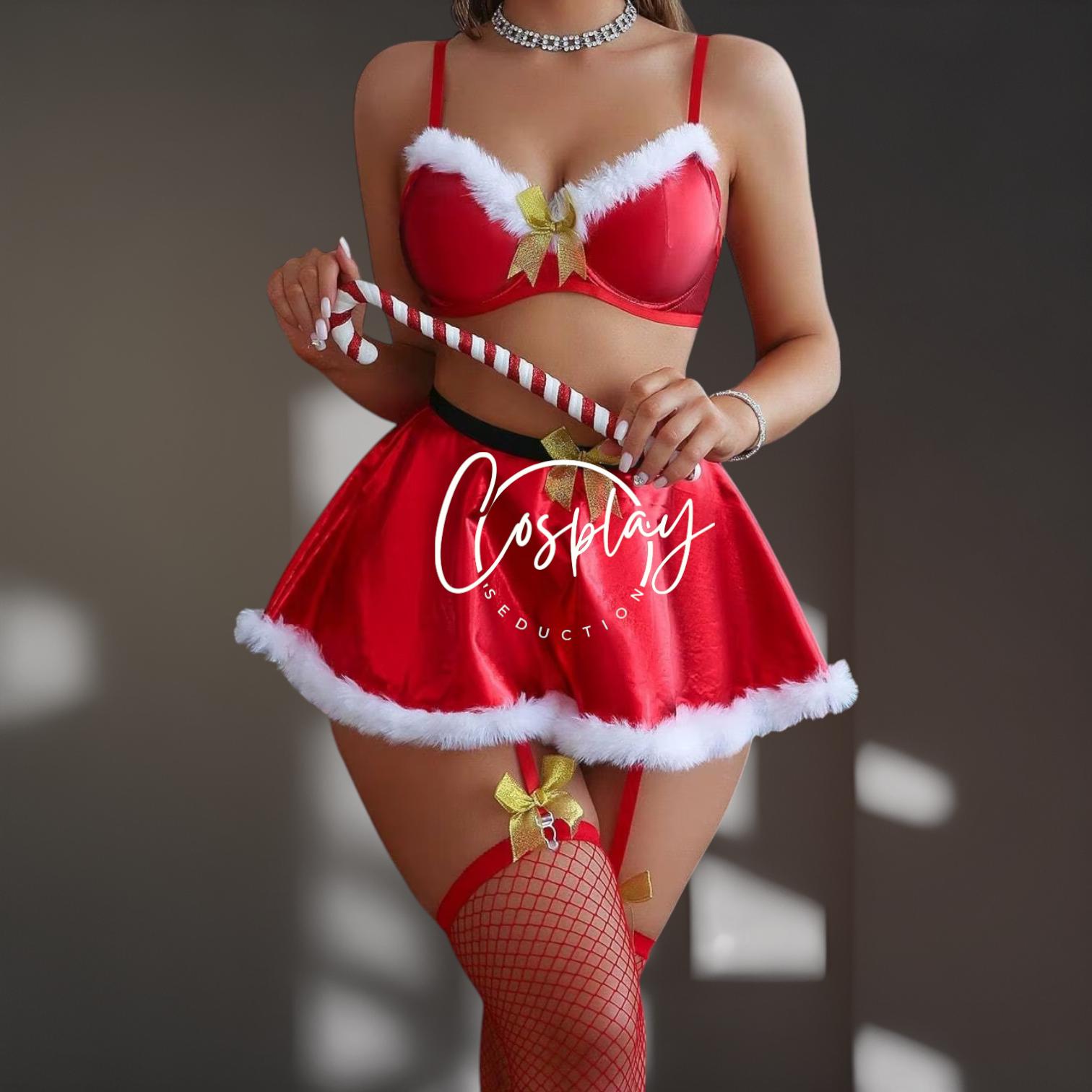 mens sexy lingerie Naughty Miss Claus Bra Set – 3wishes.com