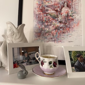 Handpoured Beeswax Candle in a Floral Teacup and Saucer Set