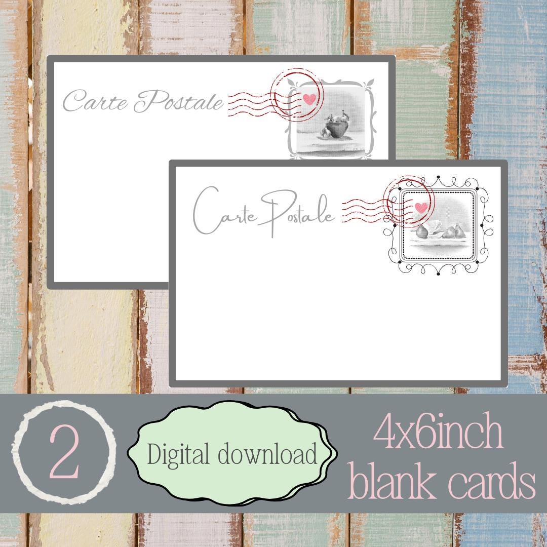 Postcard Note Card Printable Notecards Postcards: Vintage Carte Postale Design - Etsy
