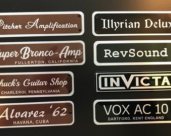 Amplifier badge perfect for replacement or a custom amp cabinet build.