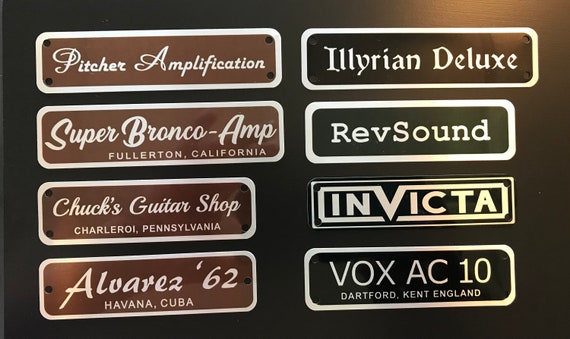 Amplifier badge perfect for replacement or a custom amp cabinet build.