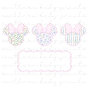 Maus Mädchen Trio PNG, Maus Clipart, Maus PNG, Grandmillennial Maus Design, Maus mit Schleife, magische Maus, Shirt Design, Blumenmaus, DTF