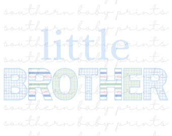 Little Brother PNG, Little Brother Shirt Design, Blue Gingham, Preppy, Big Brother Little Brother, Little Brother Sublimation, DTF Design