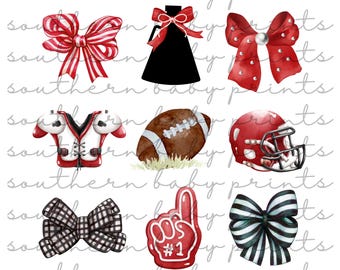 Football Cheer PNG | Cheerleader Sublimation Design | Game Day Cheerleading PNG Digital Download | School Spirit Sublimation Clipart | Bows