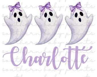 Watercolor Halloween PNG, Fall Coquette Design, Ghosts with Bow, Fall PNG Design, Ghost PNG, Halloween Sublimation Design, Digital Download
