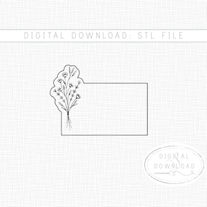 Floral Plaque Cookie Cutter STL Digital Download 3D Printed Flower Custom Monogram Birthday Baby In Bloom Shower