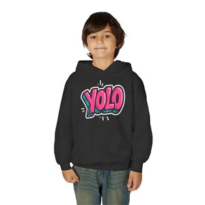 Youth YOLO Hooded Sweatshirt - Fun Casual Wear, Perfect for Teens, Gifts, Everyday Style, Youth Fashion, Cool Sweatshirt
