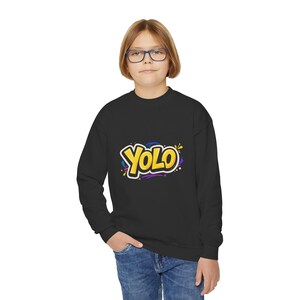 Youth YOLO Crewneck Sweatshirt, Trendy Youth Sweatshirt, Casual Streetwear, Comfortable Crewneck, Gift for Teens, Everyday Style