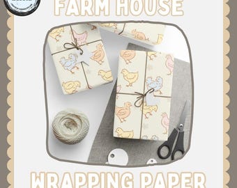 Papier cadeau poussins, emballage cadeau baby shower