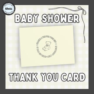 Tackkort för babyshower med nallebjörn, neutral design